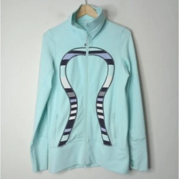 LULULEMON EUC IN STRIDE JACKET AQUAMARINE SIZE 10 - Picture 2 of 7
